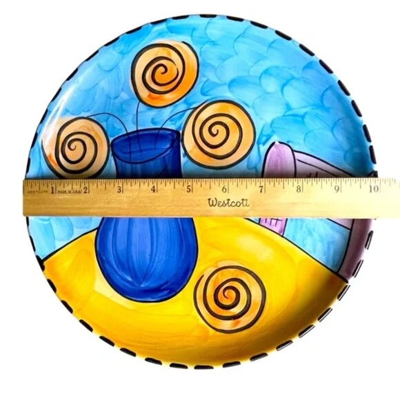 Colorful Ceramic Abstract Art Plate still life made in Portugal - Picture 2 of 11